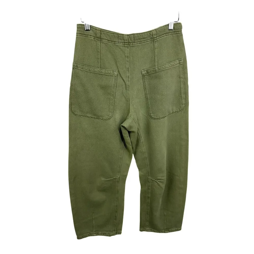 Free People We The Free Osaka Barrel Mid Rise Barrel Pants Olive Green Size 27